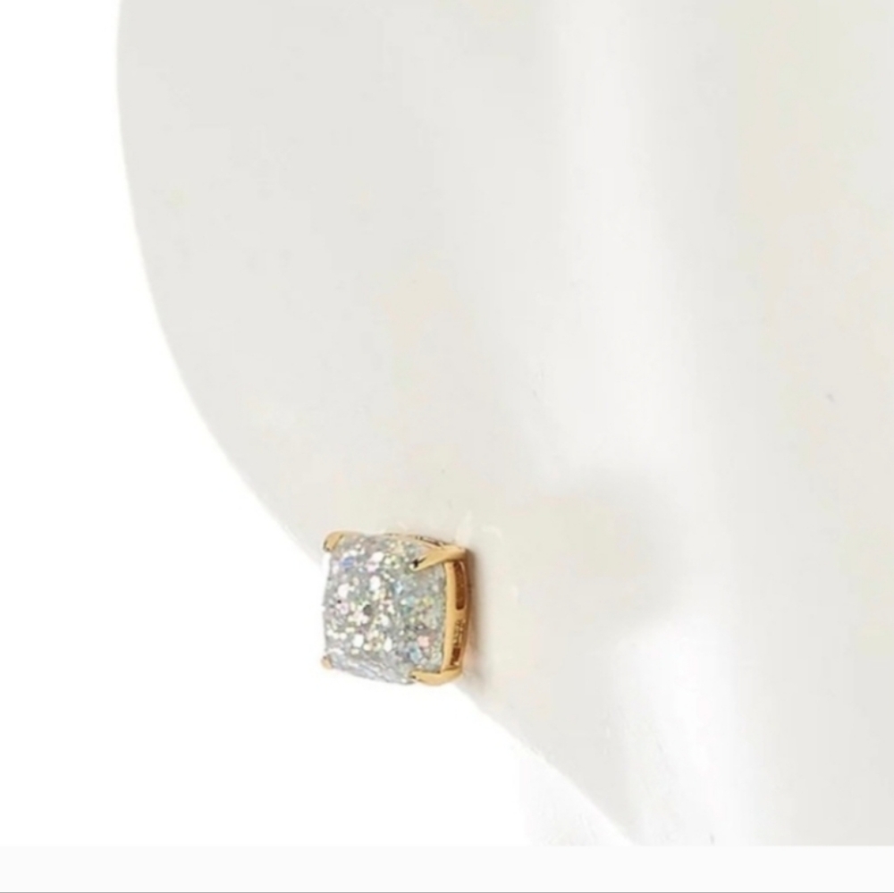 Kate Spade New York Opal Glitter Earrings Ivory, Flash Pink, 4 Prongs Gold NWT - Picture 12 of 12